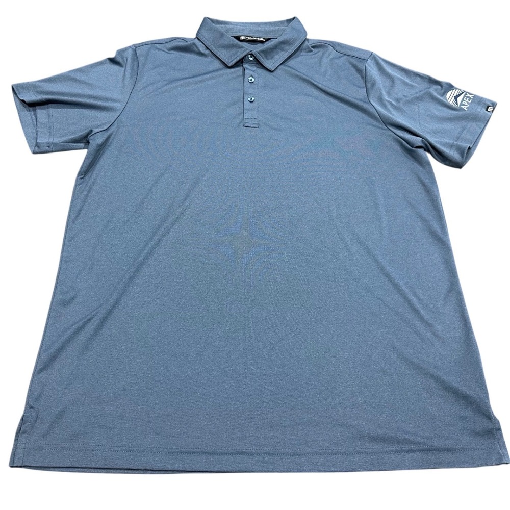 Travis Mathew Mens Blue Short Sleeve Polo Shirt Apex Logo XL 1MU410 - Picture 1 of 10